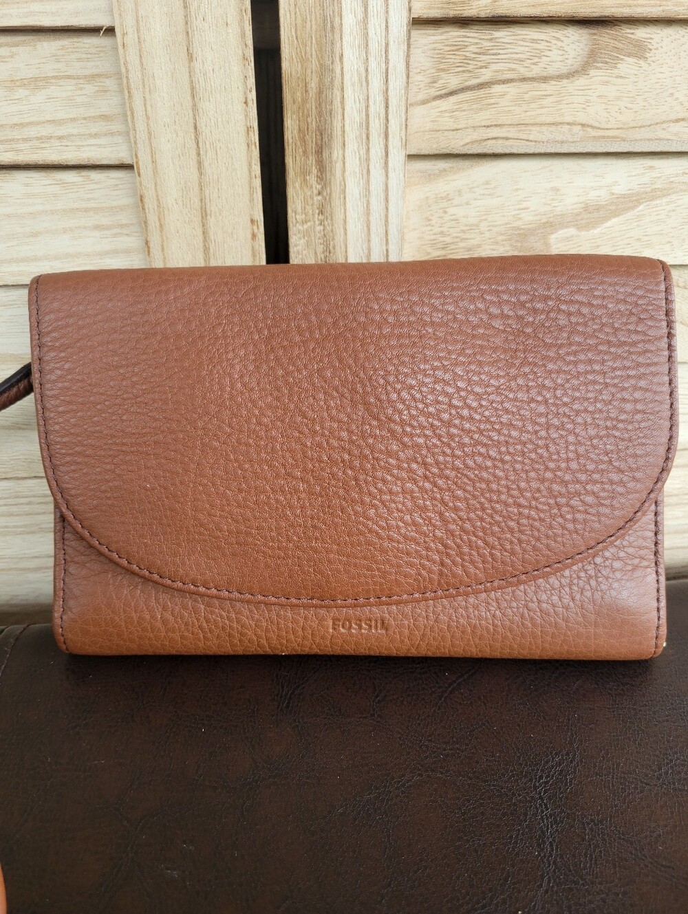 Fossil Sophia Leather Wallet Bag Crossbody Brown  Purse Classic